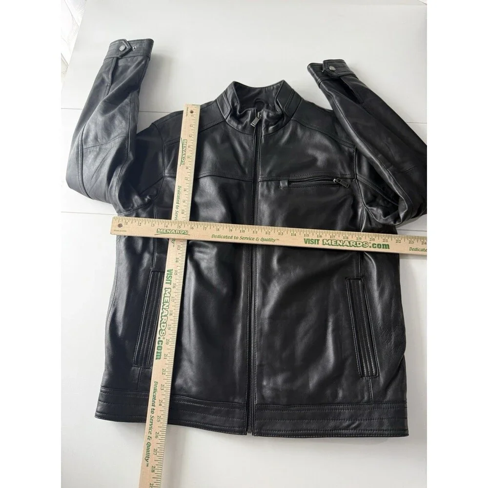 Boston Harbour Leather Jacket Men's Size Medium Black New Zealand Lamb Full Zip